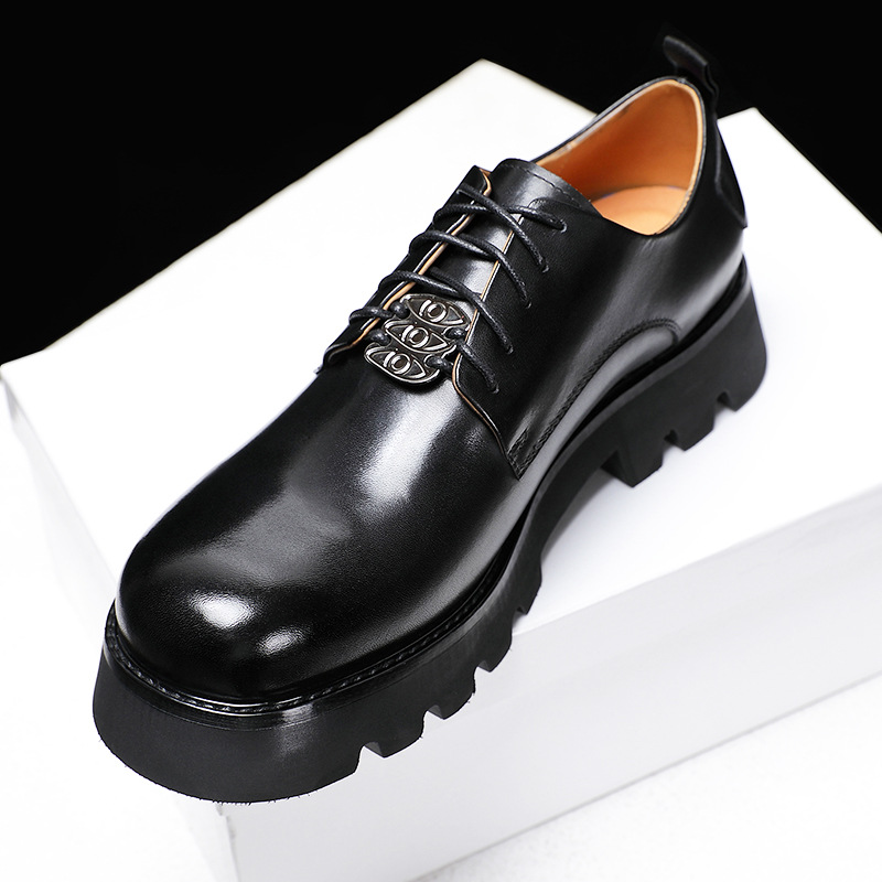 kami德比鞋男高级感厚底增高真皮英伦风低帮头层牛皮休闲百搭潮