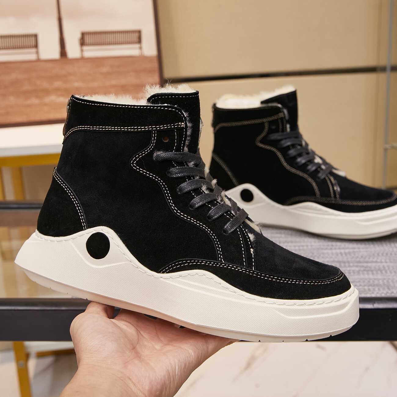 皮毛一体雪地靴男2024冬季加绒加厚防水防滑东北高帮棉鞋真皮板鞋