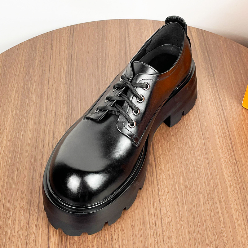 VIP德比鞋男高级感真皮厚底增高8cm2024秋季透气大头皮鞋休闲通勤