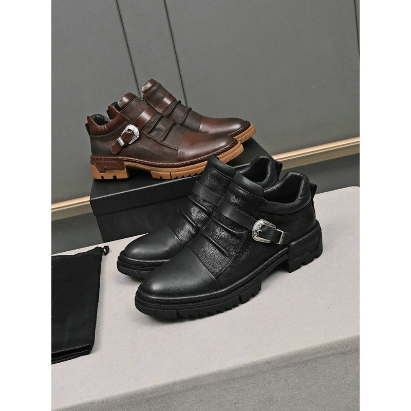 欧洲站专柜同步复古真毛里保暖男靴雪地靴