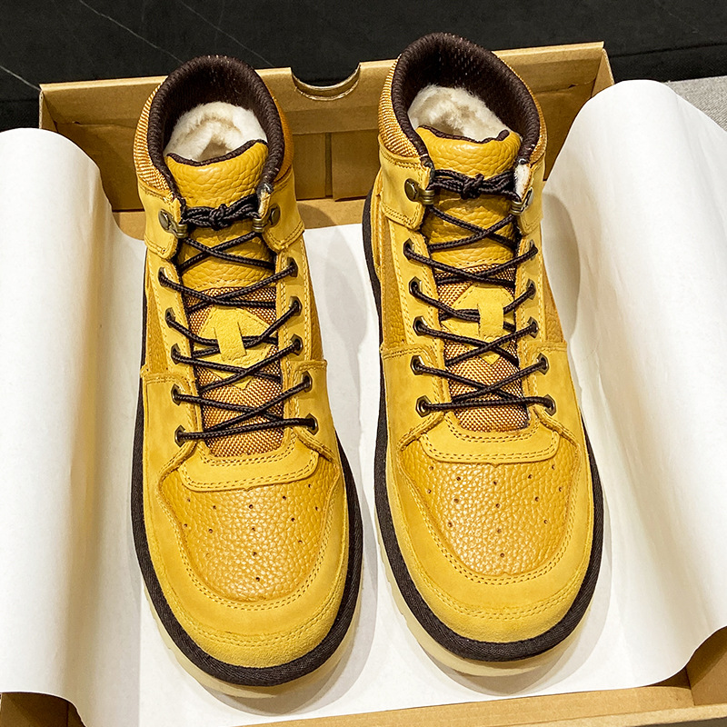 东北大棉靴户外雪地靴男冬季加绒厚底皮毛一体真皮防水防滑保暖潮